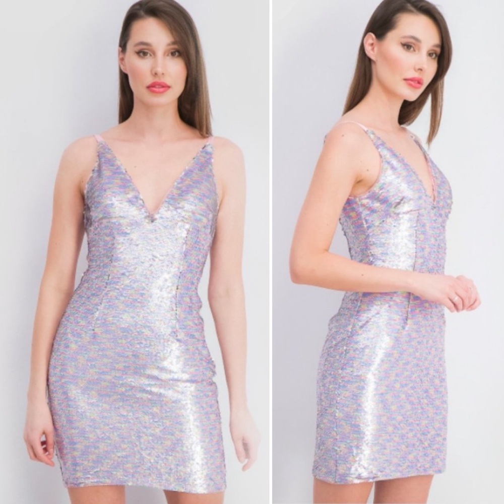 Aidan Mattox Pastel Rainbow Sequin Party Dress Mermaid Pink Blue Wedding Sz 14